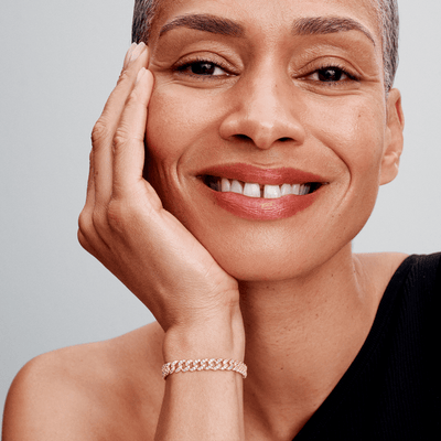 Złote bransoletka z moissanitem w stylu kubańskim