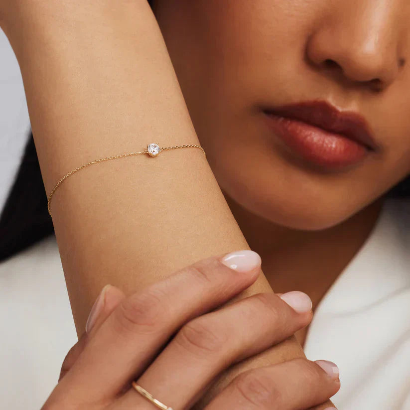 Złota Bransoletka Cléa z Moissanitem